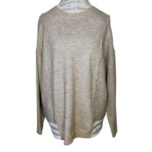 PINCH Oversized Sweater Womens Small Oatmeal Cream Stripe Cozy Minimalist Boho